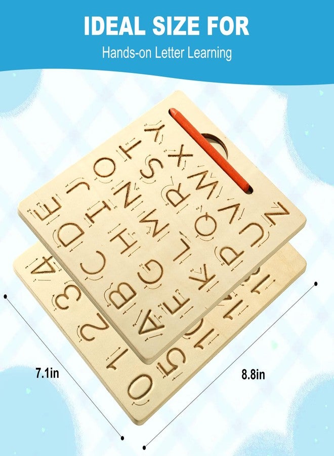 hzsshb Learn to Write - Number & Letter Tracing Boards for Kids Ages 3-8 Wooden Alphabet Learning Montessori 3 Year Old Toddler Writing Tools Beginners - Homeschool Preschool Classroom Must Haves - Image 3